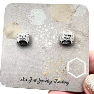 Sterling Silver Womans Earrings Diamond Studs Best Gift Idea Wife Girlfriend